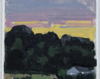 Original Small Acrylic Canadian Landscape Painting on Panel, Fridge Magnet, "Endings"