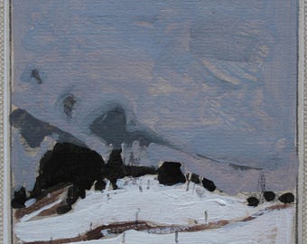 Sled Trail Landscape Painting Fridge Magnet: Stooshinoff Art