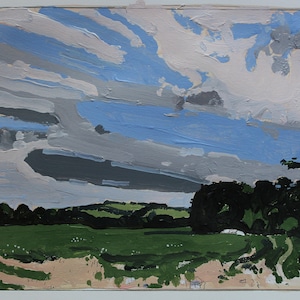 Tobacco Road, dipinto di paesaggio canadese originale su carta, 11 x 15 pollici, Stooshinoff