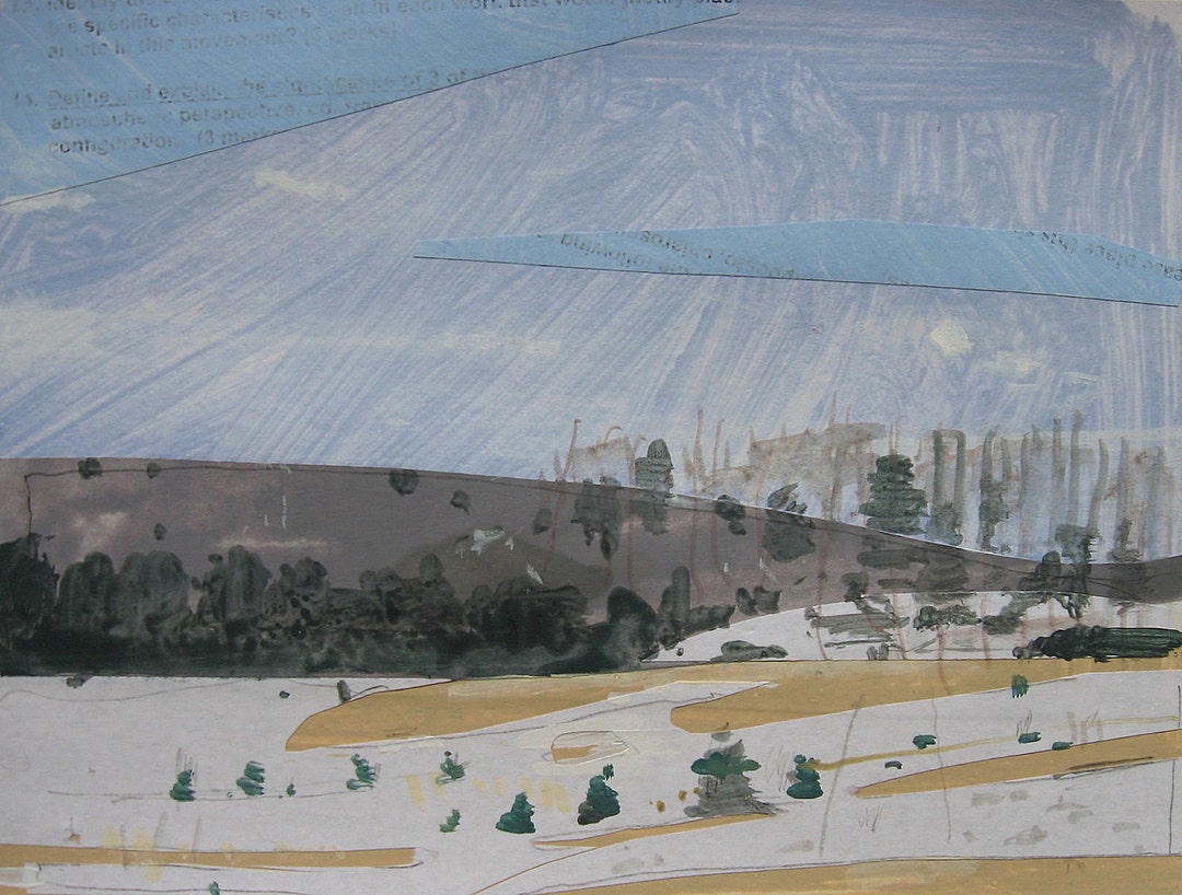 Near the Tree Farm Orignal Landscape Collage Painting on - Etsy Australia