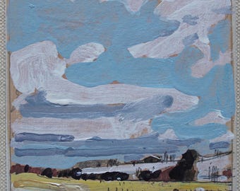 East Passage, Original Small Winter Landscape  Painting on Panel, Fridge Magnet, Stooshinoff
