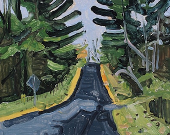 Canadian Landscape Painting: Yellow Edge Acrylic Plein Air Art (8x8)