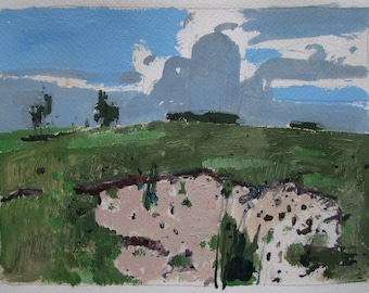 Sand Slip, Original Landscape Painting on Paper, Stooshinoff