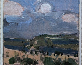 Original Plein Air Acrylic Landscape Painting: Fridge Magnet, "North Hills"