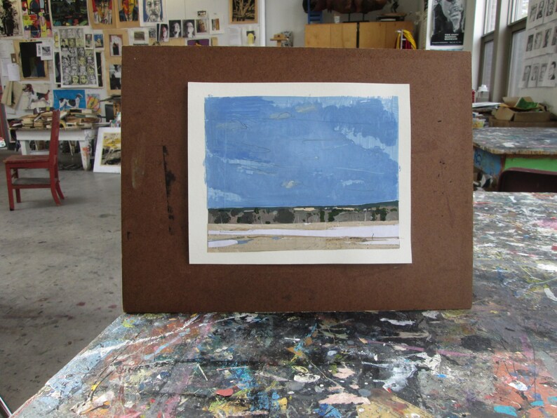 April 6, Bobby's Field, Original Spring Landscape Collage Painting on Paper, Stooshinoff image 3