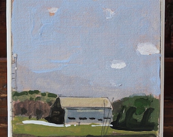 Original Small Spring Landscape  Painting on Panel, Fridge Magnet, "Return, Garden Hill"