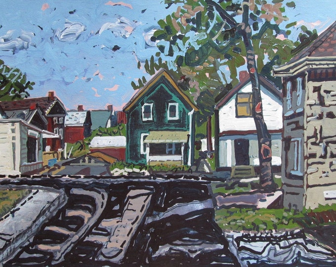South Oshawa Original Larger Urban Landscape Painting on Etsy
