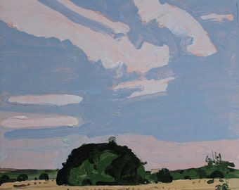 Original Canadian Landscape  Painting on Panel, 8 x 8 Inches, Stooshinoff, "Little Homestead"