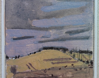 Original Small Acrylic Plein Air Landscape Painting on Panel, Fridge Magnet, "Bailieboro Hill"