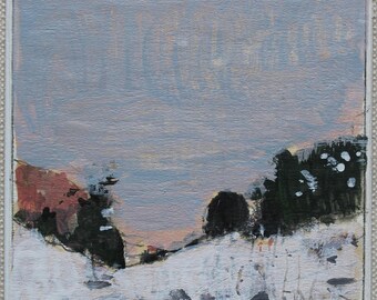 Original Small Acrylic Landscape Painting on Panel, Fridge Magnet, Stooshinoff, "Entrance Valley at Dusk"