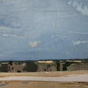 April 6, Bobby's Field, Original Spring Landscape Collage Painting on Paper, Stooshinoff image 2