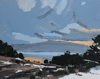 Original Winter Landscape  Painting on Panel, 8 x 11.25  Inches, Stooshinoff, "Wolf Tree Entrance"