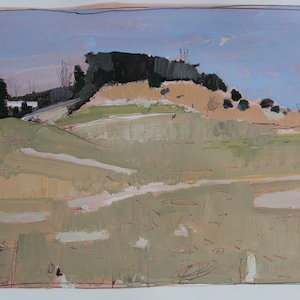 Original Landscape Painting on Paper, 15 x 11 Inches, "Late Light, November 26"