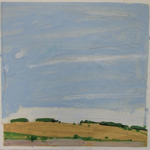 Escape, Original Landschaftscollagengemälde auf Karte, Stooshinoff