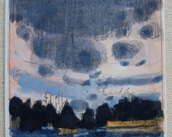 September Trout Pond, Original Small Landscape Painting on Panel, Fridge Magnet, Stooshinoff