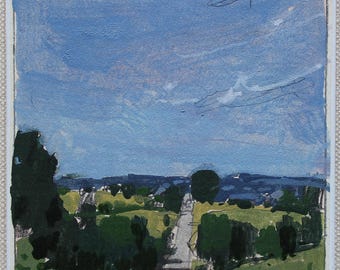 Original Small Acrylic Canadian Landscape Painting on Panel, Fridge Magnet, "August Return"