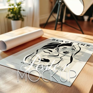 Poster Mockup Nahaufnahme Detail Mockup Minimal Interior DIN A Ratio PSD Photoshop Photopea Template