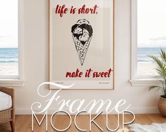 Vertical Frame Mockup Portret Frame Mockup Beach Sea Window View DIN A ISO Photoshop Photopia Mockup Template