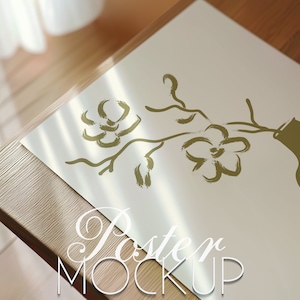 Vertikales Poster Mockup Nahaufnahme Flat Lay Mockup Kunstdruck Minimal Mockup Portret Horizontales MockUp DIN A Poster Photoshop Photopea Mockup