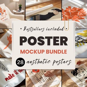 Poster Mockup Bundle Vertikales Poster Horizontales Mockup Nahaufnahme Detail Mockup Ästhetisches Plakat Mockup DIN A PSD MockUp Photoshop Photopea
