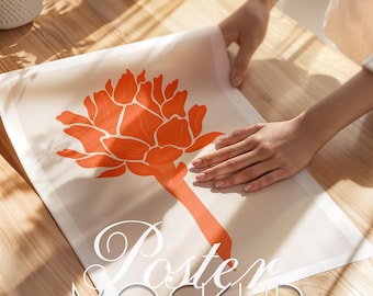 Vertical Poster Mockup Rolled Up Art Prints Poster Close Up Detail Mockup Elegant Flat Lay Portret DIN A ISO Photoshop Photopea Template