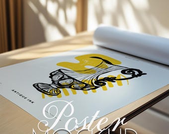 Vertical Poster Mockup Close Up Detail Mockup Minimal Interior Mockup Portret Horizontal Mock Up DIN A Ratio PSD Photoshop Photopea Template