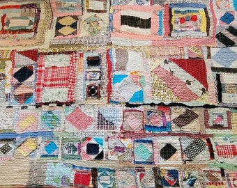 Vintage Quilt Upcycle:  1940s-1970s Full Bed Topper Quilting on the Fly Quilt