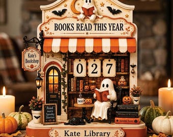 Halloween Book Nook Decor, Spooky Ghost Library Shelf Sitter, Autumn Reading Bookshelf Display, Pumpkin Fall Home Decoration