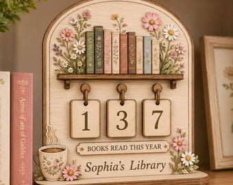 Personalized Wooden Book Tracker, Custom Reading Log Shelf Decor, Book Lovers Gift