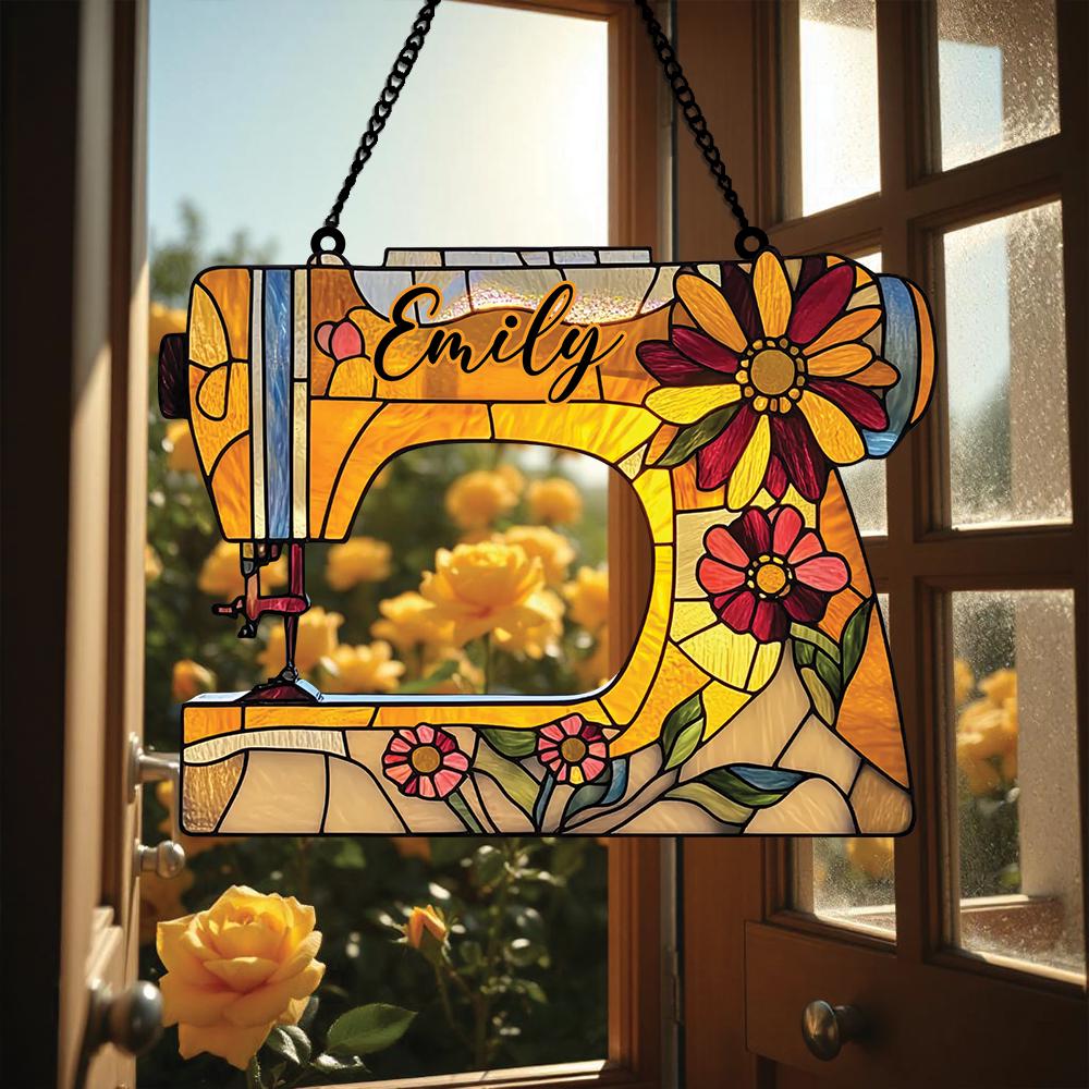 Acrylic Sewing Machine Suncatcher Window Hanging Gift for Quilters Sewing Lovers Sewing Room and Tailor Shop Decor Sewing Custom Ornament