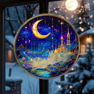 Cour de nuit City of star light suncatcher, fenêtre suspendue ornement de cour de nuit, cadeau de lecteur de livre, décoration d'étagère pour les amateurs de livres, cadeau livresque
