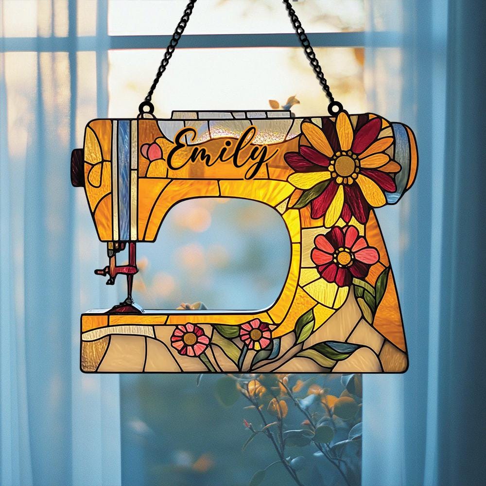 Acrylic Sewing Machine Suncatcher Window Hanging Gift for Quilters Sewing Lovers Sewing Room and Tailor Shop Decor Sewing Custom Ornament