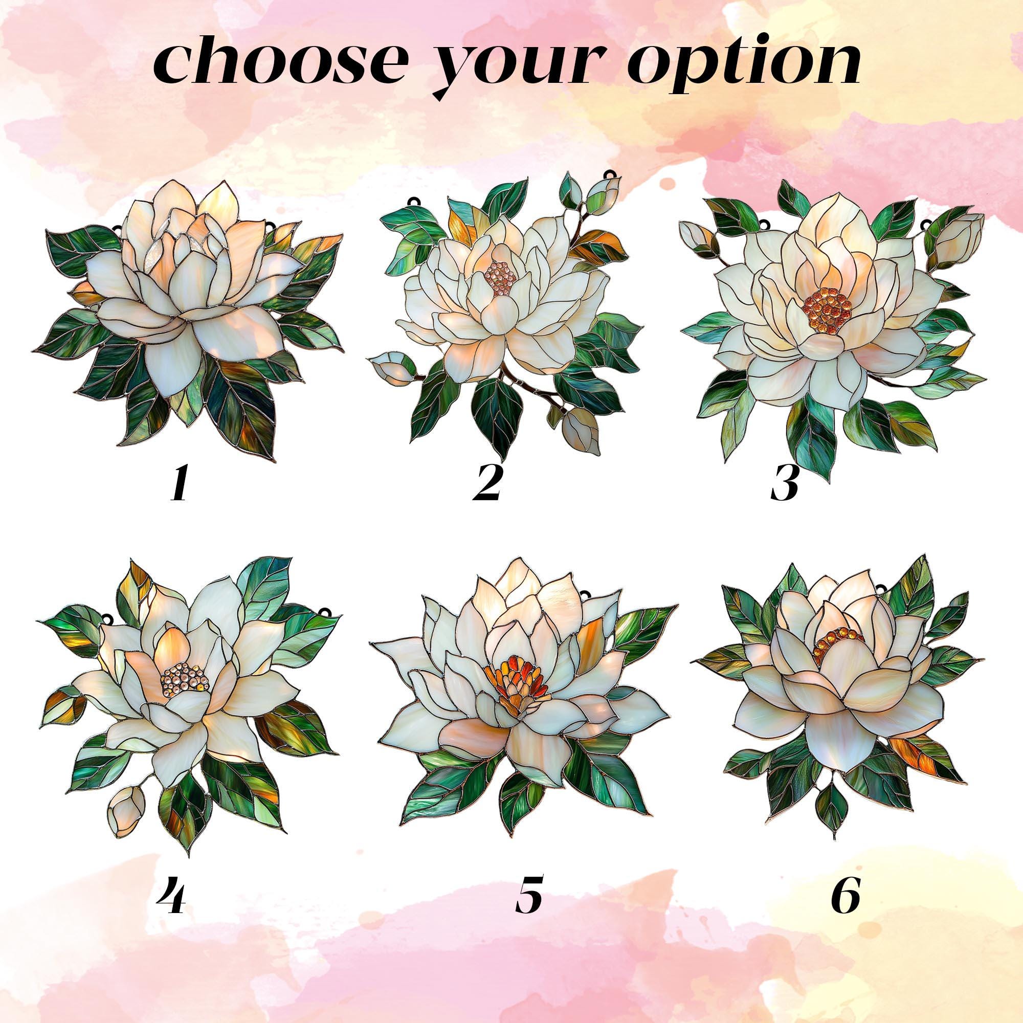 Buntglas Sonnenfänger Magnolie - 15x15 Cm, Fensterdekoration, Mit Kette