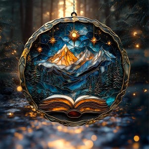 StarLight ACRYLIC SUNCATCHER Fantasy Book Window Decor Star Light Wall Hanging For Book Lover Gift Reader Gift Librian Gift  Exchange Gift