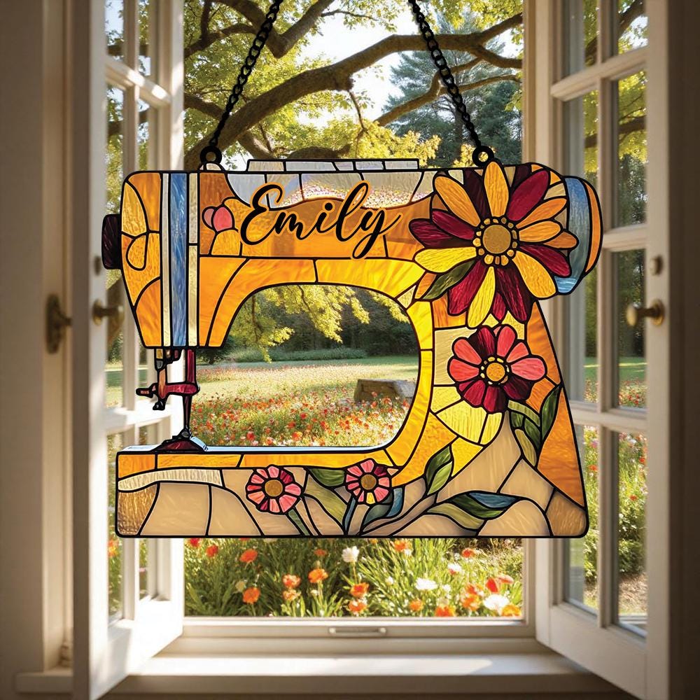Acrylic Sewing Machine Suncatcher Window Hanging Gift for Quilters Sewing Lovers Sewing Room and Tailor Shop Decor Sewing Custom Ornament