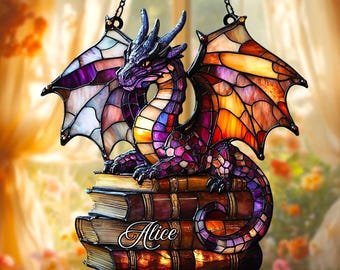 2D Flat Dragon Suncatcher Ornament, Acrylic Dragon Wall Art, Bookish Decor