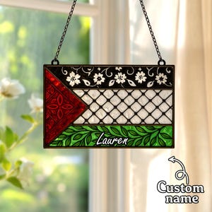 Olivenzweig Keffiyeh 2D Flacher Sonnenfänger - Glasmalerei Fensterkunst