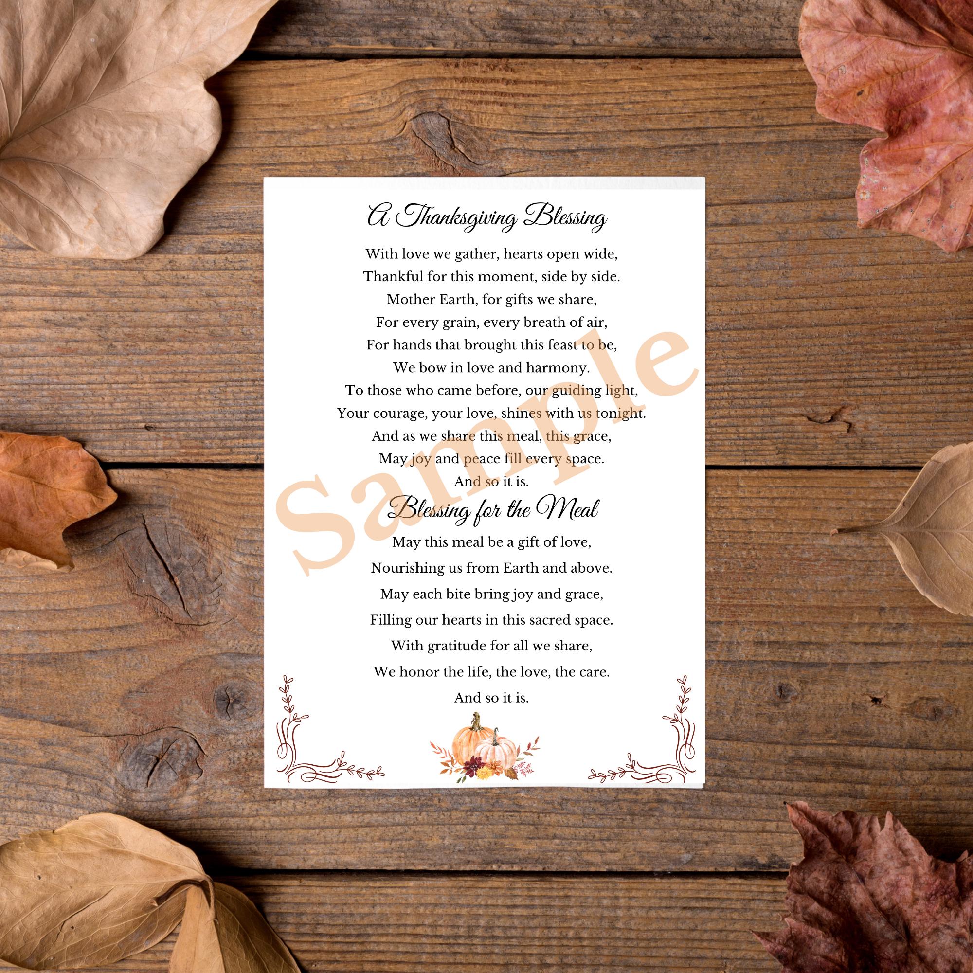 Printable Thanksgiving Blessings | Table Blessing &amp; Food Blessing | Gratitude Prayer Digital ...
