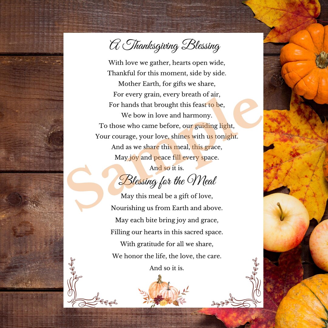 Printable Thanksgiving Blessings Table Blessing &amp; Food Blessing Gratitude Prayer Digital ...