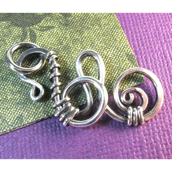 14 gauge, Clasp, Spiral Wrapped, Coily Sterling Silver, Finding, Jewelry Component