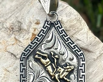 Bull Riding Cow Tag Pendant