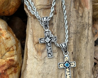 Sterling Silver Cross Pendant with Rhodium Plating