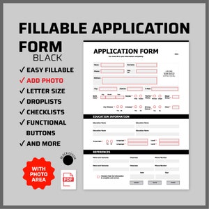 Fillable PDF Application Form - Black - Blue Color