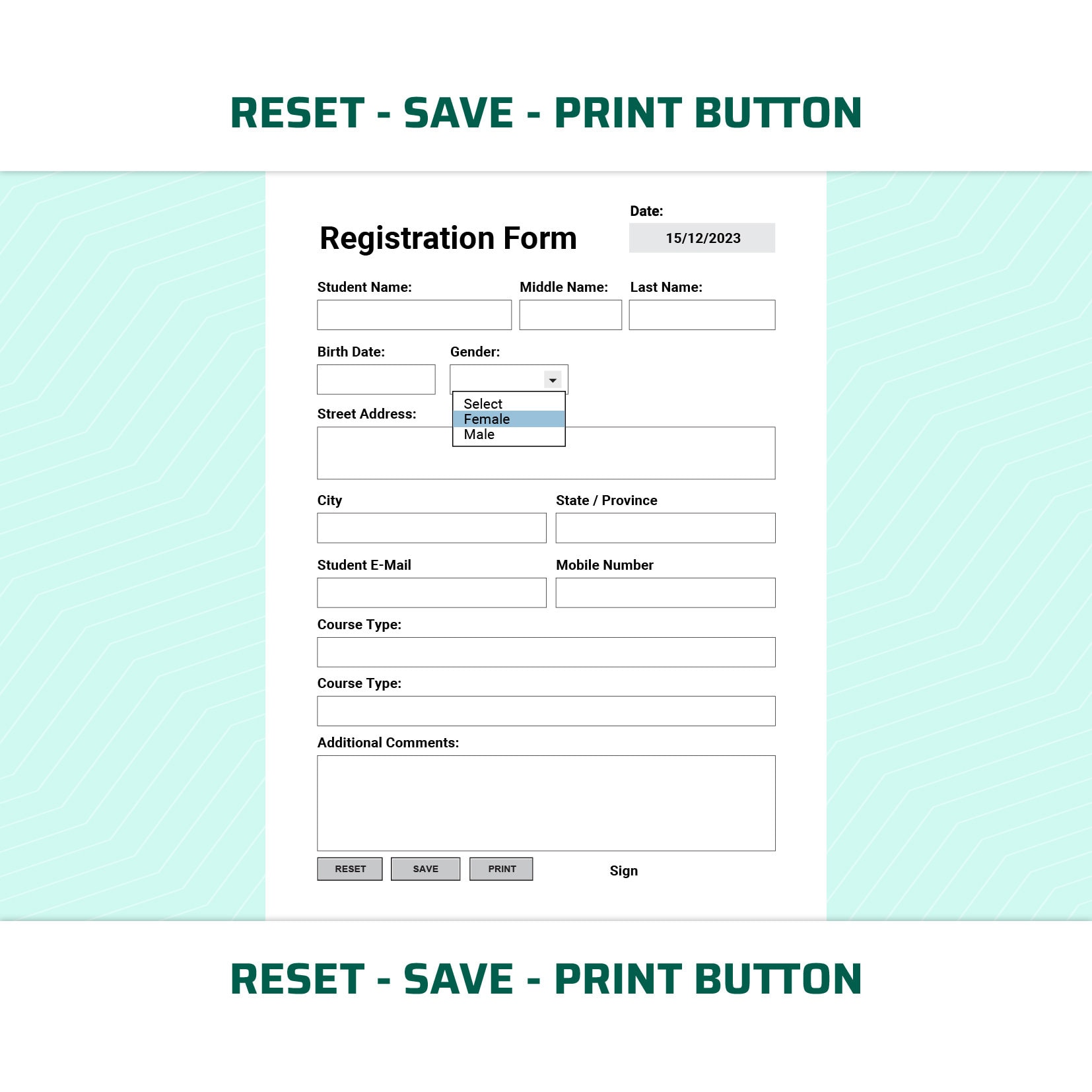 Basic Registration Form With Droplist Fillable PDF - Etsy