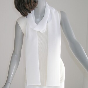 Natural White Silk Skinny Scarf Tie Belt, Narrow Sash, Bridal Sash Formal Cummerbund, Artinsilk 4x90" silk crepe 12m