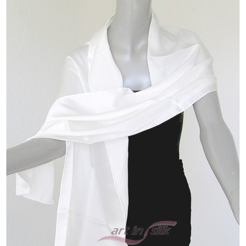 Natural White Silk Charmeuse 19mome 12.5x60 Inches,  Scarf Tie Belt, Narrow Sash, Bridal Sash Formal Cummerbund, Artinsilk