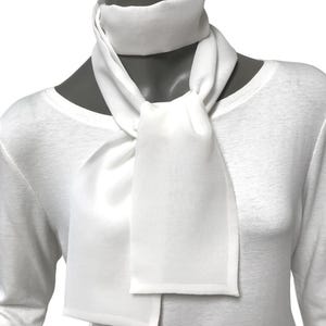 Sheer White Scarf Silk Chiffon 10mm, Skinny Tie Narrow Sash, Bridal Formal White Cummerbund, two layer silk  4&quot; x 53&quot;, Artinsilk