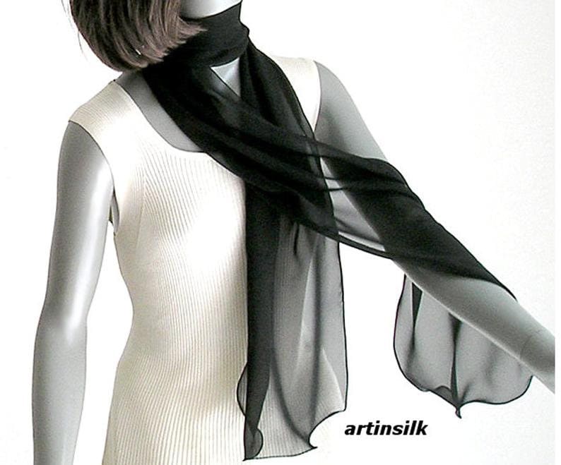 Long Skinny Black Scarf Sheer Sash, Silk Chiffon Tie, Wavy Edge, Pure Natural 100% Mulberry Silk, Artinsilk - Etsy Long Skinny Black Scarf Sheer Sash, Silk Chiffon Tie, Wavy Edge, Pure Natural 100% Mulberry Silk, Artinsilk - Etsy