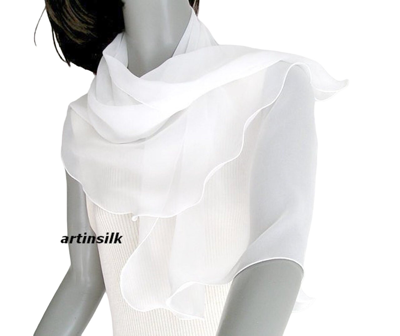 Sheer White Silk Scarf True White or Natural White PETITE S - Etsy