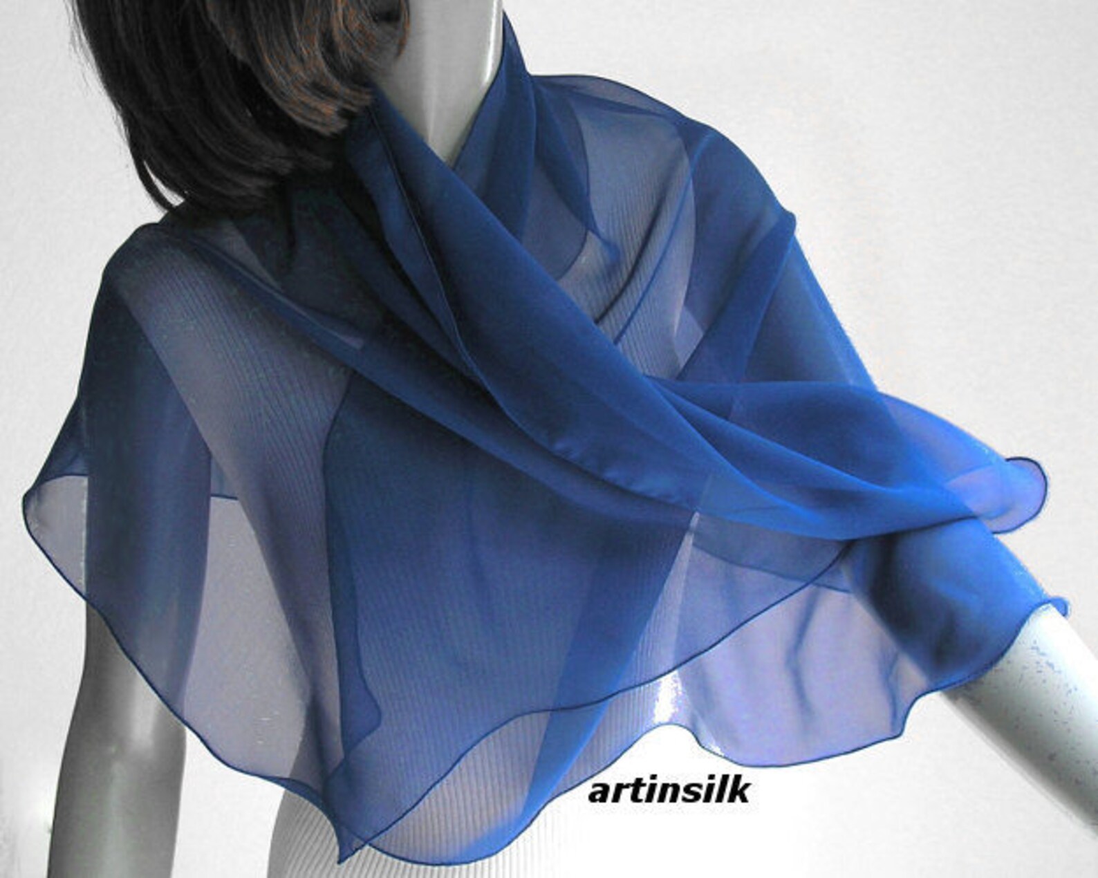 blue chiffon wrap